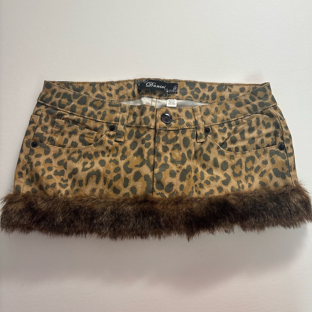 cheetah micro mini fur skirt